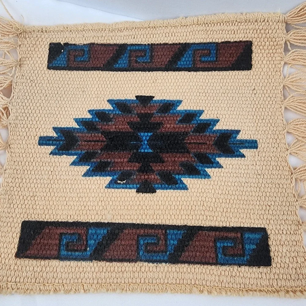 Lot 8 Southwestern Woven Cotton Drink Coasters El Paso Saddle Blanket Co pottery